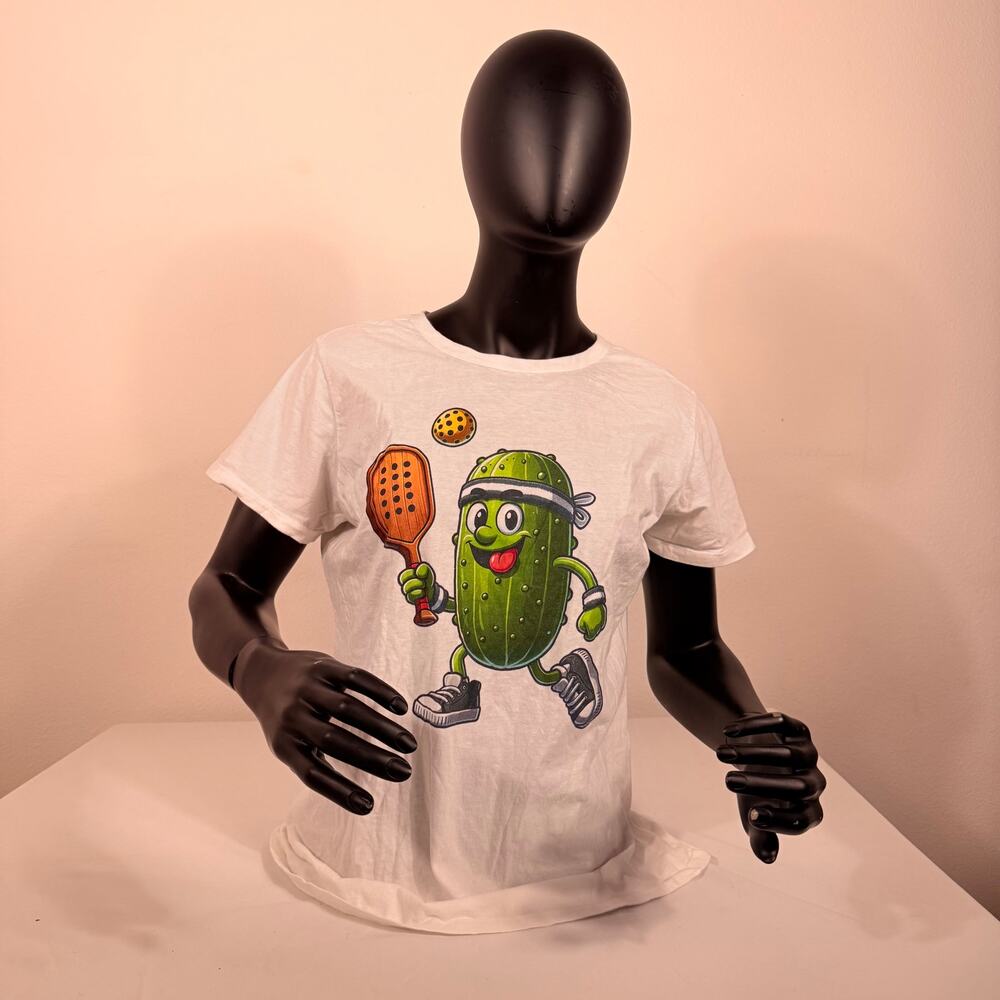 Pickleball Pickle Graphic T-Shirt White Port & Company Size L